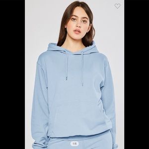 Light blue boyfriend fit sweatshirt with hoodie